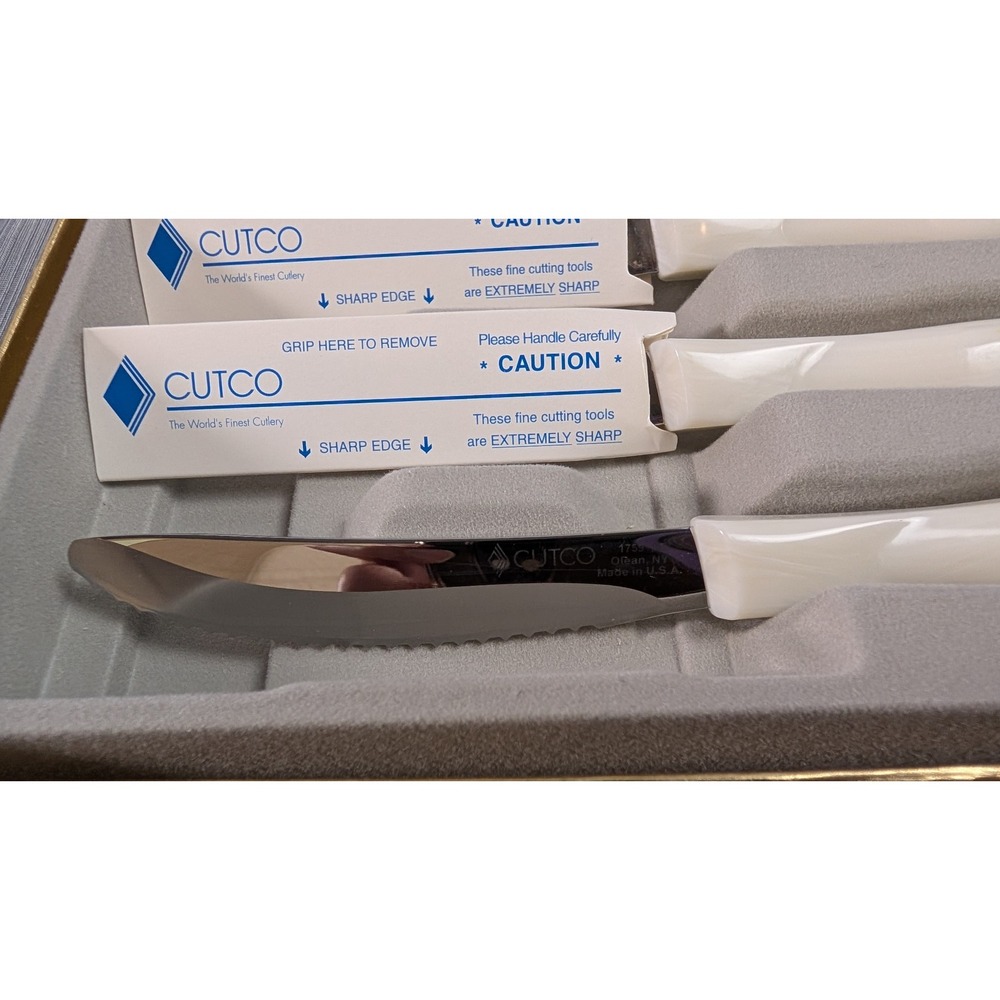 Cutco Table Knife Set 1759 KB 6pc Serrated Pearl White 6pc Set - New - Picture 5 of 12